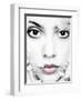 A Close-Up Portrait of a Woman with Dark Hair and Pink Poeny Looking into the Camera-Alaya Gadeh-Framed Premium Photographic Print