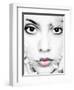 A Close-Up Portrait of a Woman with Dark Hair and Pink Poeny Looking into the Camera-Alaya Gadeh-Framed Photographic Print