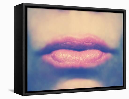 A Close Up Shot of a Woman's Lips-graphicphoto-Framed Stretched Canvas