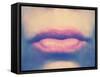 A Close Up Shot of a Woman's Lips-graphicphoto-Framed Stretched Canvas