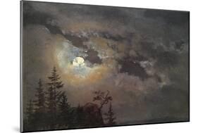 A Cloud and Landscape Study by Moonlight-Johan Christian Clausen Dahl-Mounted Art Print