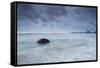 A cloudy but dramatic sunset on Itamambuca beach, Sao Paulo, Brazil.-Alex Saberi-Framed Stretched Canvas