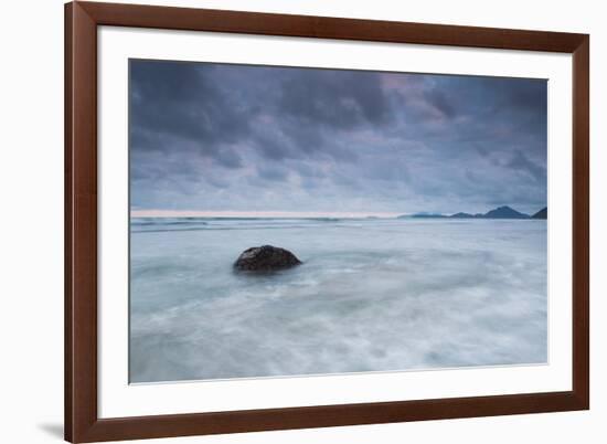 A cloudy but dramatic sunset on Itamambuca beach, Sao Paulo, Brazil.-Alex Saberi-Framed Photographic Print