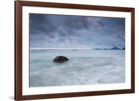 A cloudy but dramatic sunset on Itamambuca beach, Sao Paulo, Brazil.-Alex Saberi-Framed Photographic Print