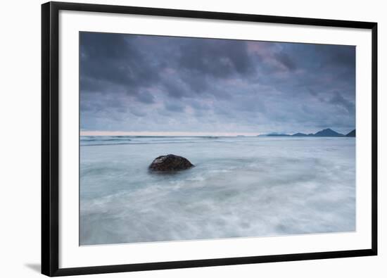 A cloudy but dramatic sunset on Itamambuca beach, Sao Paulo, Brazil.-Alex Saberi-Framed Photographic Print