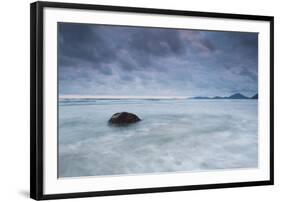 A cloudy but dramatic sunset on Itamambuca beach, Sao Paulo, Brazil.-Alex Saberi-Framed Photographic Print