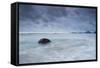 A cloudy but dramatic sunset on Itamambuca beach, Sao Paulo, Brazil.-Alex Saberi-Framed Stretched Canvas