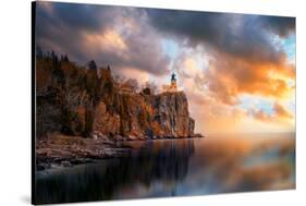 A Cloudy Day at Split Rock Lighthouse-Like He-Stretched Canvas