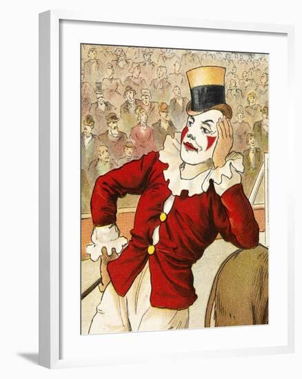 A Clown Leaning On the Back Of a Donkey-null-Framed Giclee Print