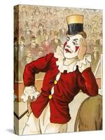 A Clown Leaning On the Back Of a Donkey-null-Stretched Canvas