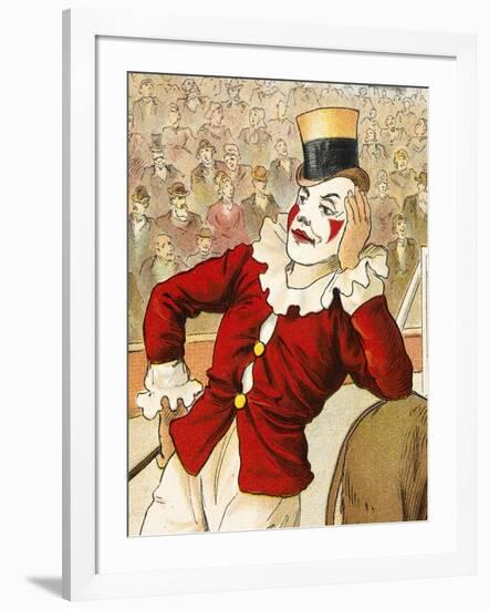 A Clown Leaning On the Back Of a Donkey-null-Framed Giclee Print