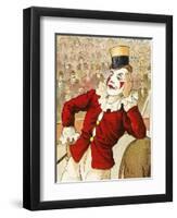 A Clown Leaning On the Back Of a Donkey-null-Framed Giclee Print