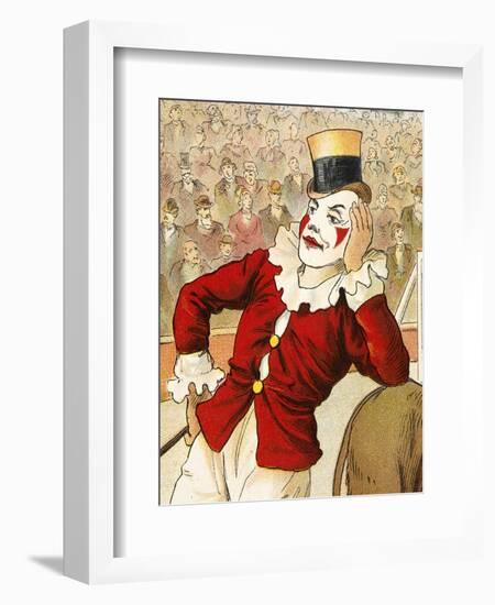 A Clown Leaning On the Back Of a Donkey-null-Framed Giclee Print