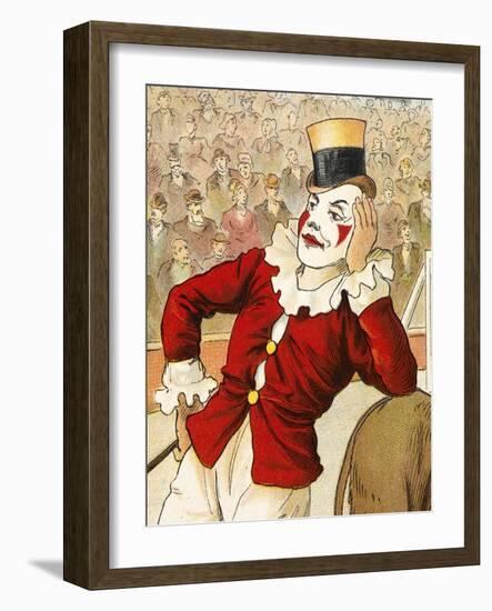 A Clown Leaning On the Back Of a Donkey-null-Framed Giclee Print