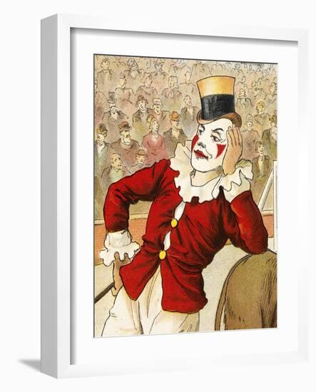 A Clown Leaning On the Back Of a Donkey-null-Framed Giclee Print