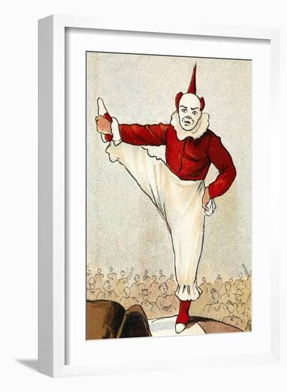 A Clown Standing On One Leg-null-Framed Giclee Print