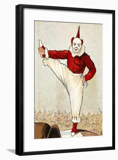 A Clown Standing On One Leg-null-Framed Giclee Print
