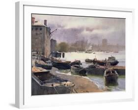 A Cluster of Lighters, River Thames, 1993-Trevor Chamberlain-Framed Giclee Print