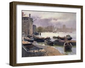 A Cluster of Lighters, River Thames, 1993-Trevor Chamberlain-Framed Giclee Print