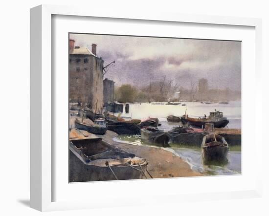 A Cluster of Lighters, River Thames, 1993-Trevor Chamberlain-Framed Giclee Print