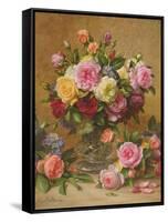A Cluster of Victorian Roses-Albert Williams-Framed Stretched Canvas