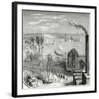 A Coal Mine in Newcastle with Wagons Drawn by Horses on Wooden Rails-null-Framed Giclee Print