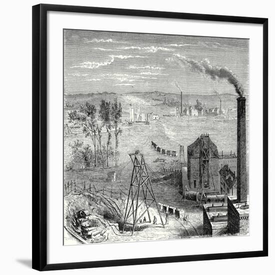 A Coal Mine in Newcastle with Wagons Drawn by Horses on Wooden Rails-null-Framed Giclee Print