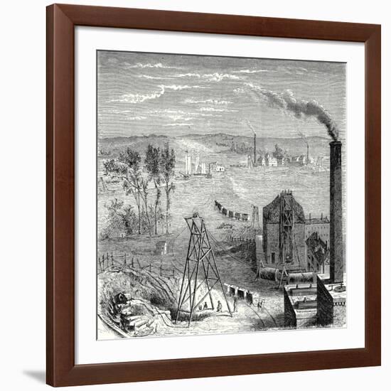 A Coal Mine in Newcastle with Wagons Drawn by Horses on Wooden Rails-null-Framed Giclee Print