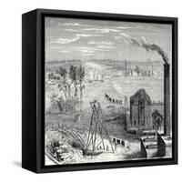 A Coal Mine in Newcastle with Wagons Drawn by Horses on Wooden Rails-null-Framed Stretched Canvas