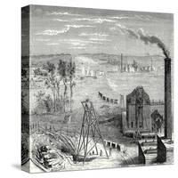 A Coal Mine in Newcastle with Wagons Drawn by Horses on Wooden Rails-null-Stretched Canvas