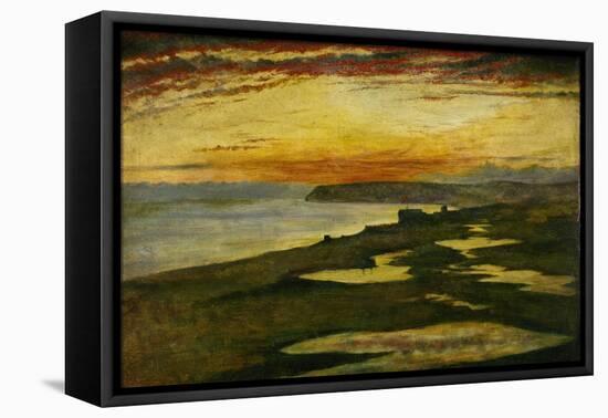 A Coast Study, Sunset, Seaford, 1870 (Oil on Canvas)-William Davis-Framed Stretched Canvas