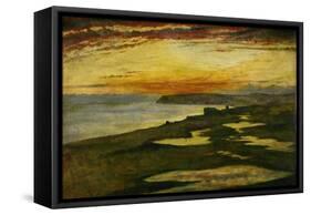 A Coast Study, Sunset, Seaford, 1870 (Oil on Canvas)-William Davis-Framed Stretched Canvas