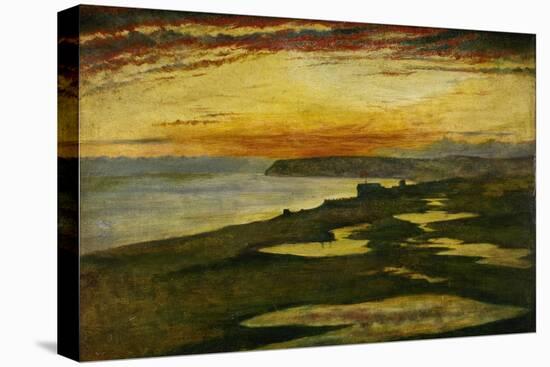 A Coast Study, Sunset, Seaford, 1870 (Oil on Canvas)-William Davis-Stretched Canvas