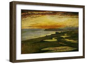 A Coast Study, Sunset, Seaford, 1870 (Oil on Canvas)-William Davis-Framed Giclee Print