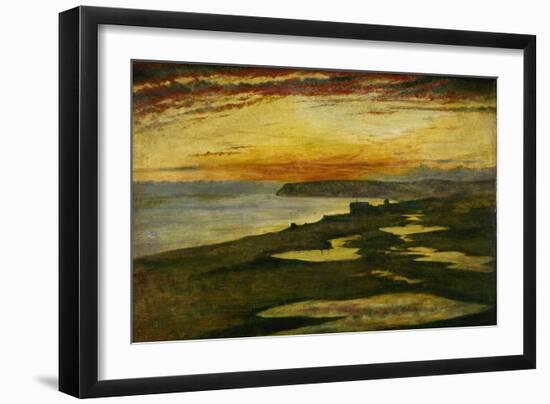 A Coast Study, Sunset, Seaford, 1870 (Oil on Canvas)-William Davis-Framed Giclee Print