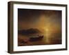 A Coastal Landscape with Arab Fishermen Launching a Boat at Sunset-Jean Antoine Theodore Gudin-Framed Giclee Print