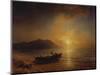 A Coastal Landscape with Arab Fishermen Launching a Boat at Sunset-Jean Antoine Theodore Gudin-Mounted Giclee Print