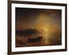 A Coastal Landscape with Arab Fishermen Launching a Boat at Sunset-Jean Antoine Theodore Gudin-Framed Giclee Print