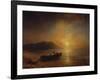 A Coastal Landscape with Arab Fishermen Launching a Boat at Sunset-Jean Antoine Theodore Gudin-Framed Giclee Print