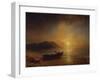 A Coastal Landscape with Arab Fishermen Launching a Boat at Sunset-Jean Antoine Theodore Gudin-Framed Giclee Print