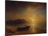A Coastal Landscape with Arab Fishermen Launching a Boat at Sunset-Jean Antoine Theodore Gudin-Stretched Canvas