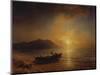 A Coastal Landscape with Arab Fishermen Launching a Boat at Sunset-Jean Antoine Theodore Gudin-Mounted Premium Giclee Print