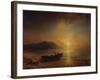 A Coastal Landscape with Arab Fishermen Launching a Boat at Sunset-Jean Antoine Theodore Gudin-Framed Giclee Print