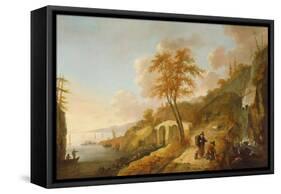 A Coastal Scene with Fishing Boats-Peter De Bloot-Framed Stretched Canvas