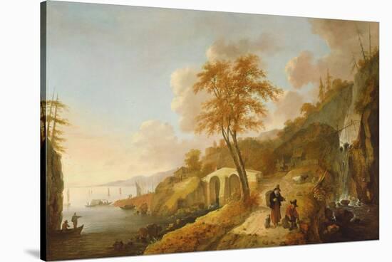 A Coastal Scene with Fishing Boats-Peter De Bloot-Stretched Canvas