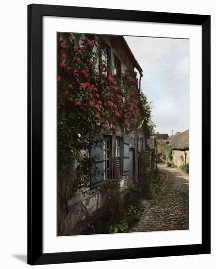 A Cobbled Street in Gerberoy, France, 1938-null-Framed Giclee Print