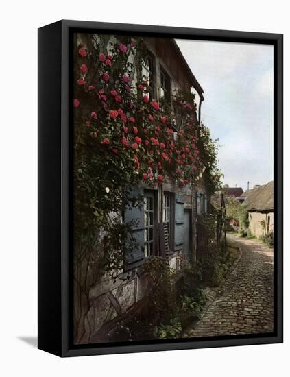 A Cobbled Street in Gerberoy, France, 1938-null-Framed Stretched Canvas