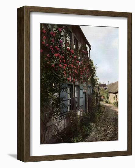 A Cobbled Street in Gerberoy, France, 1938-null-Framed Giclee Print