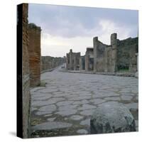 A Cobblestone Roman Road in Pompeii, Italy-null-Stretched Canvas