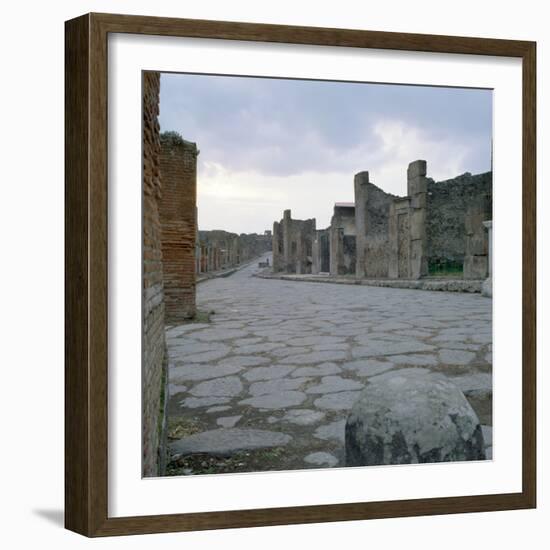 A Cobblestone Roman Road in Pompeii, Italy-null-Framed Photographic Print